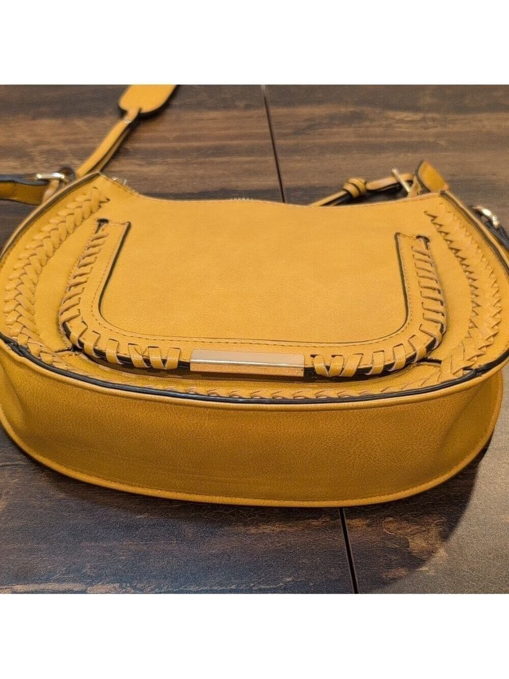 Sole Society Yellowish Tan Crossbody Bag with Braided Detail and Saddle Design. - Picture 8 of 8
